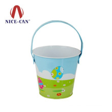 Children's vintage colored full printed food safe metal tin bucket